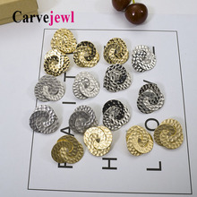 Carvejewl metal simple earrings Korea unique design trio circle hammered surface round stud earrings for women girl gift jewelry 2024 - buy cheap