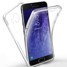 Чехол на 360 градусов для Samsung Galaxy S6 S7 edge S8 S9 Plus J4 J6 J8 A6 A8 2018 A5 J3 J5 J7 2017 прозрачный чехол 2024 - купить недорого