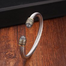 Vintage Unique Braided Open Fashion Cuff Stainless Steel Bangles Men Male Pulseira masculi Classic Sporty Charm Bracelets 2024 - buy cheap