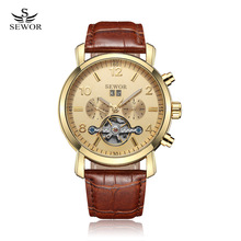 SEWOR Men Tourbillon Full-automatic Mechanical Watch Luxury Fashion Brand Leather Man Calendar Week Multifunctional Watches 2024 - buy cheap