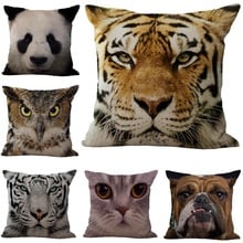 Cushion Cover 3D Animals Series Tiger Cushion Case Linen Piloow Cover Car Sofa Throw Pillows Decorative Pillowcase 45x45cm 2024 - buy cheap