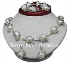 Hot Sell!  11-12MM White Akoya Cultured Pearl Necklace Bracelet Earring Set 2024 - buy cheap