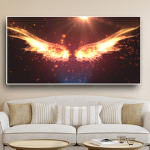 Abstract Black Gold Flaming Feather Wings Canvas Painting Scandinavian Posters and Print Nordic Wall Art Picture for Living Room 2024 - buy cheap