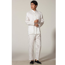 White Novelty Chinese Men's Satin Wu Shu Uniform Long Sleeve Kung Fu Tai Chi Suit Novelty Dragon Wu Shu Clothing 011319 2024 - buy cheap