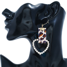 Simple Fashion All-match Leopard Print Eardrop Exquisite Cutout Crystal Rhinestone Heart Shape Women's Glamour Earrings Jewelry 2024 - buy cheap
