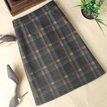 plus size 3XL!Autumn winter woolen skirt slim high waist plaid thick a-line wool skirt 2024 - buy cheap