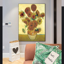Van gogh girassóis quadros reprodução na parede impressionista flor arte da parede quadros em tela para sala de estar cuadros decoração 2024 - compre barato