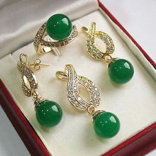 Wholesale price 16new ^^^^Jewelry golden green stone pendant Ring Earring Sets For weomen 2024 - buy cheap