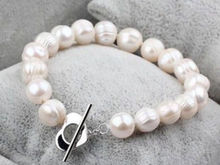 9-10MM white baroque freshwater cultured pearl bracelet 7.5-8" 2024 - buy cheap