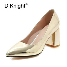 Big Size 33-43-48 Women Pumps Patent Leather High Heels Slip On Gold Ladies Stiletto Sexy Silver Runway Wedding Shoes For Woman 2024 - buy cheap