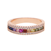 2019 New rose gold color wedding engagement band cz eternity ring with rainbow colorful cz trendy finger jewelry 2024 - buy cheap