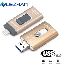 LEIZHAN Lightning USB Flash Drive for iPhone iPad iPod and Android Phone Photostick Usb 3.0 Key 128GB 64GB 32GB Metal USB Drive 2024 - buy cheap