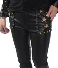 Men Fashion Clothing Nightclub Performances Slim The Five-star Rivet Leather Pants Ds Dj Singer Stage Costumes Leather Trousers 2024 - buy cheap