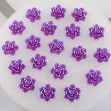 BOLIAO-resina púrpura con forma de flor, diamantes de imitación con reverso plano, decoración de vacaciones para el hogar, manualidades DIY, Color AB, 20mm (0,79 pulgadas), 10 Uds. 2024 - compra barato