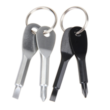 1 conjunto chaveiro de aço inoxidável mini edc chave de fenda multifuncional formato chaveiro chaveiro de fenda ferramenta de reparo prata preto 2024 - compre barato