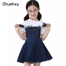 Модель Chumhey, летнее платье на бретелях для девочек, джинсовый нагрудник для девочек, комбинезоны, мини-платья, комбинезоны, детская одежда, детская одежда 2024 - купить недорого