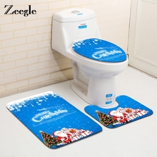 Zeegle-alfombra de baño antideslizante con tapa absorbente, decoración navideña, juego de alfombrillas para suelo de baño, 3 uds. 2024 - compra barato