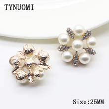 Direct Sales 10pcs / lot25MM Alloy Pearl Button Metal Clothing Accessories DIY Wedding Decoration Embellishment Buckle 2024 - buy cheap