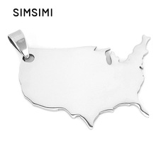 Simsimi Map of the United States high polish Pendant stainless steel DIY jewelry Necklace pendant for men women wholesale 10pcs 2024 - buy cheap