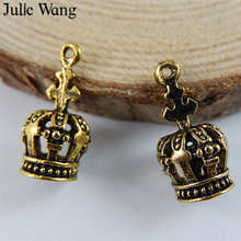 Julie Wang 15pcs Antique Bronze Vintage Crown Charms Pendant Handmade Hanging Crafts Necklace Jewelry Making Accessory 2024 - buy cheap