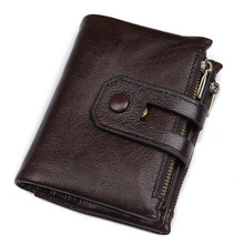 Carteiras masculinas de couro legítimo, carteira com zíper e bolso de moedas de alta qualidade, bolsa masculina 8442c 2024 - compre barato