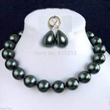 ddh00990 Jewelry wedding Set 12mm black shell Pearl Necklace Drops of water hook Earring 2024 - buy cheap