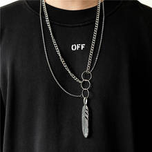 Fashion retro simple pendant hip hop feathers trend multi-layer necklace sweater chain hot sale 2024 - buy cheap