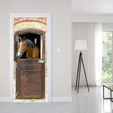 3D наклейка на дверь конюшня для гостиной спальни ПВХ самоклеющиеся обои водонепроницаемые наклейки на стену 2024 - купить недорого