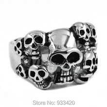 Free Shipping! Punk Many Skull Head Biker Ring 316L Stainless Steel Jewelry Classic Vintage Skull Motor Biker Men Ring SWR00407 2024 - buy cheap