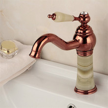 Basin Faucet Brass Bathroom Sink Mixer Tap Hot & Cold Faucet Deck Mounted Rose gold/gold Lavatory Tap Jade Water Crane Faucet 2024 - buy cheap