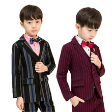 Flor meninos terno de casamento formal escola crianças blazer jaqueta colete calça gravata conjunto roupas cavalheiro crianças festa formatura traje 2024 - compre barato