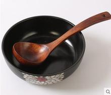 solid wood spoon wooden spoon long handle porridge spoon soup flatware 2024 - buy cheap