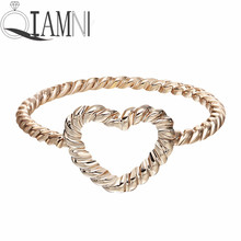 QIAMNI Twisted Style Rope Band Heart Ring Cheap Engagement Wedding Ring Women Fashion Jewelry Valentines Day Gift 2024 - buy cheap