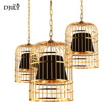 American metal bird cage pendant lights for dining room coffee store bar suspension luminaire industrial loft decor hanging lamp 2024 - buy cheap