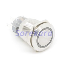 O anel de aço inoxidável de 19mm conduziu o interruptor 1no 1nc de travamento azul da cor para o ul ip67 automático 6 v/12 v/24 v/110 v/220 v 2024 - compre barato