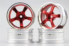 4 peças 1/10 touring & drift roda aro w5s2cr (cromo + pintura vermelha) 4mm offset para 1:10 touring & drift car 1/10 aro 10266 2024 - compre barato
