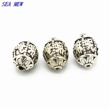 SEA MEW 20 PCS 9*12.3mm Vintage Metal Alloy Antique Silver Color Oval Bead Spacer Beads DIY Hole Beads For Jewelry Making 2024 - buy cheap