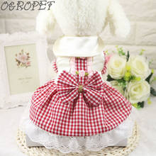 1pcs Chihuahua Products Puppy Pet Clothes Dog Costume Lovely Bowknot Dog Dress Small Dogs Plaid Skirt Pet Apparel Clothes 2024 - buy cheap