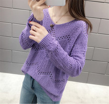 New Fashion Large Size Spring Autumn Casual Female Tops Women Sweater Pullover Hollow Long-sleeved Knit Jumper Sweater RE2524 2024 - buy cheap