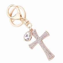 Novelty Christian Gift Rhinestone Cross Keychain Crystal Keyring Charm Handbag Pendant Key Holder Women Bag Decoration R014 2024 - buy cheap