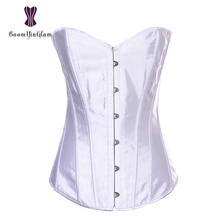 Free shipping metal busk closure satin overbust top women's sexy bustier classic victorian corset with g string plus size 818# 2024 - buy cheap