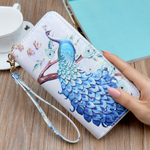 2018 New Fashion Peacock Women Wallets Long Zipper Clutch Purse Large Capacity Student Mobile Phone Hand Bags Portefeuille Femme 2024 - buy cheap