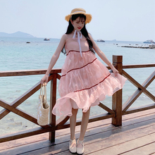 Summer Women's New Korean Sweet High Waist Fairy Halter Mesh Dress Princess Sweet Lolita Dress 2024 - buy cheap