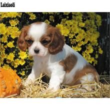 Mosaico de pintura de diamante personalizável cavalier king charles spaniel 5d faça você mesmo, ponto cruz, bordado de diamante quadrado completo com strass fofos de estimação 2024 - compre barato