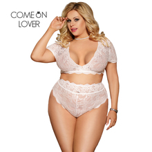 Comeonlover V Neck Lingerie Porno Set Summer Wire Free Lace Bras and Panty for Women Plus 2 Pieces Sexy Underwear Set RE80760 2024 - buy cheap