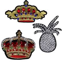 3piece Craft Beaded Crown Pineapple Patches Embroidery Sew on Diamond Applique Badges Garment Decorated Sewing Supplies TH719 2024 - buy cheap
