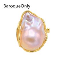 BaroqueOnly Mixed-color Baroque Pearl Adjustable Rings 17-25mm Narural Freshwater High Luster Pearl 925 Silver Sterling RD 2024 - buy cheap