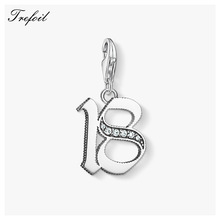 Numbers 18 Age Charm Pendant, Fashion Jewelry 925 Sterling Silver Trendy Gift For Women Girls Fit Bracelet Necklace Bag 2019 2024 - buy cheap