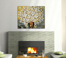 100% Handpainted Wall Art Pictures For Living Room Home Decoration On Canvas Knife Oil Paintings White Flowers 2024 - buy cheap