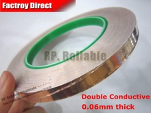 (5mm*30M*0.06mm Thick) Double Sided Conductive, Copper Foil Tape EMI Masking Electromagnetic Shielding Electrostatic Discharge 2024 - buy cheap